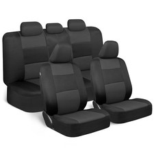 PolyPro Car Seat Covers Full Set in Charcoal on Black Front Charcoal Gray