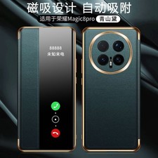 For Honor Magic8 Pro, Smart Flip Vegan Leather Electroplated Magnetic Case Cover