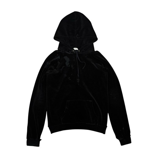 Saint Laurent Paris Distressed Velvet Raglan Sleeve Hoodie
