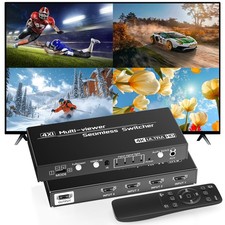 HDMI Multiviewer Switch 4x1,Seamless Switcher Quad Multi Viewer 4 in 1 Out Sw...