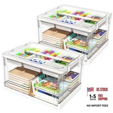 24QT 2Packs Clear Craft Organizers and Storage with Trays Art Art Storage