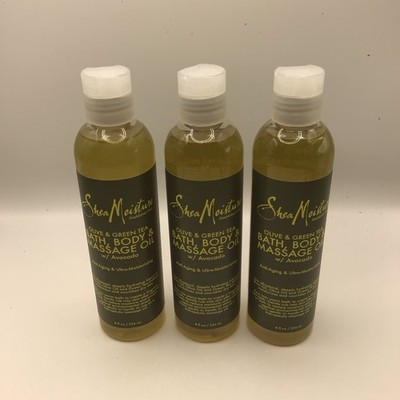(3) shea  Moisture Bath, Body & Massage Oil Olive & Green Tea With Avocado 8 oz