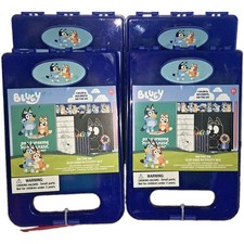 4 Bluey Activity Clip Cases - On The Go Activity Pad, Stickers, Crayons NEW