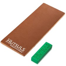 Brown Leather Strop Kit with Green Compound Vegetable-Tanned Two-Sided Sharpener