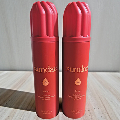 Sundae Whipped Shower Foam - Pack of 2 - Berry Exfoliating AHA 8.9 fl oz New