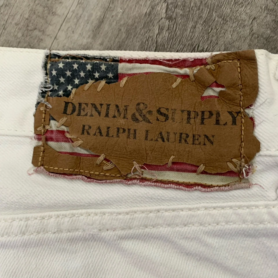 Pantalones Cortos DENIM & SUPPLY RALPH LAUREN Para Hombre 34 Blanco Bedford Calce Recto Envejecido Foto 4 de 4