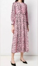 RIXO Emma Pink Black Tiger Animal Print Silk long sleeve Dress SZ Small