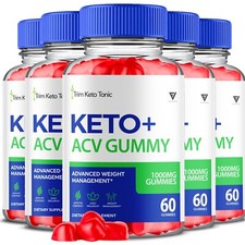  5 Pack Trim Keto Tonic Keto  ACV Healthy Formula Gummies Review 300 Gummies 