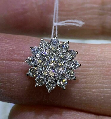 2Ct Round Cut Lab Created Diamond Snowflake Pendant 14K White Gold Plated Silver