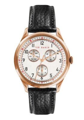 Ted Baker Daquir Mens Watch Black Leather Strap Silver Dial BKPDQS105  UK