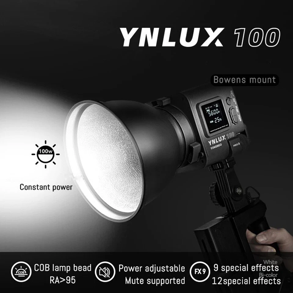 Yongnuo YNLUX100 Protable Led Video Light 3200K-5600K Outdoor COB Balanced Light - Image 3 of 4
