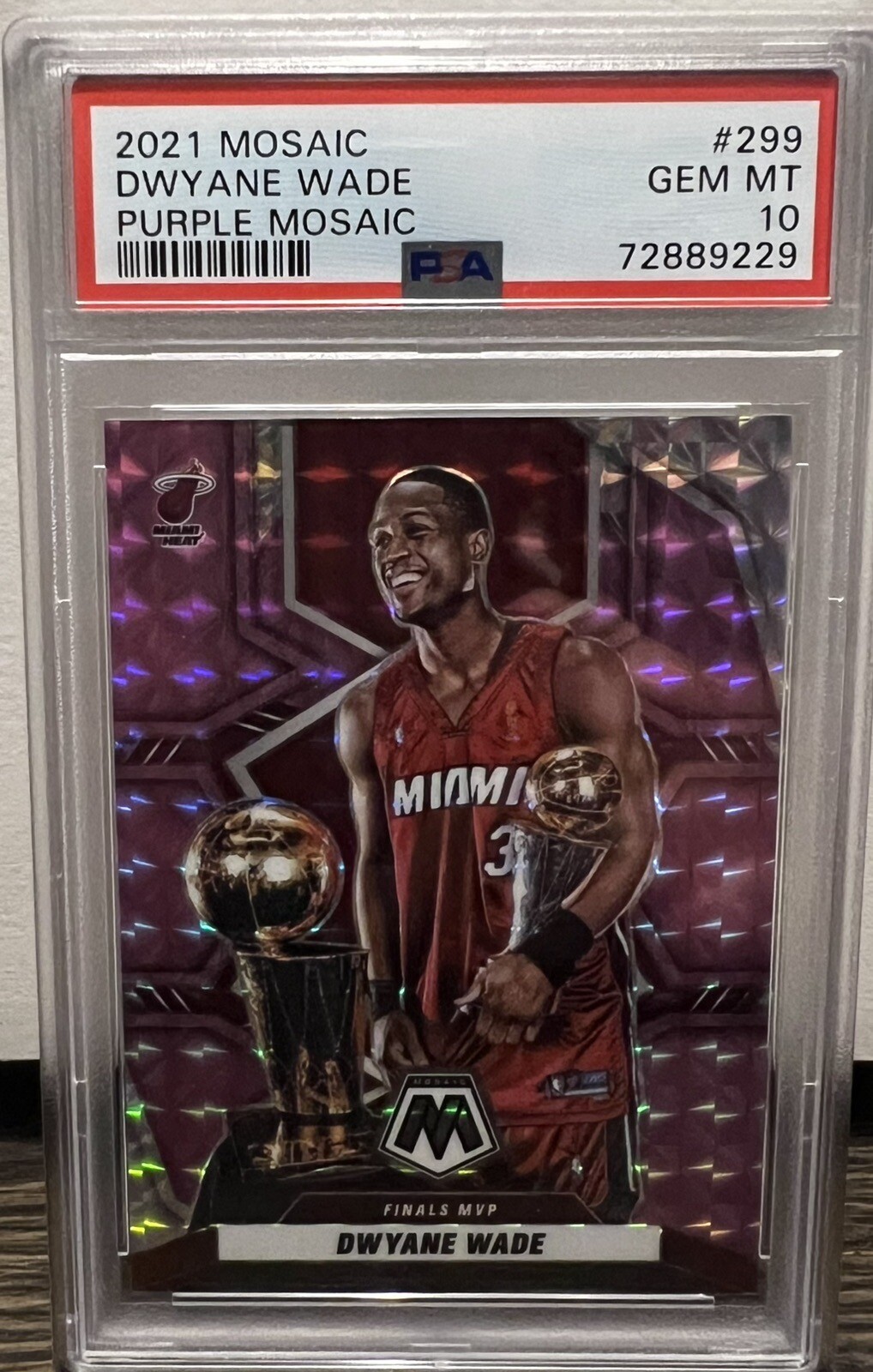 2021 PSA 10 Mosaic Purple Prizm /49 SP Dwyane Wade Finals MVP #299