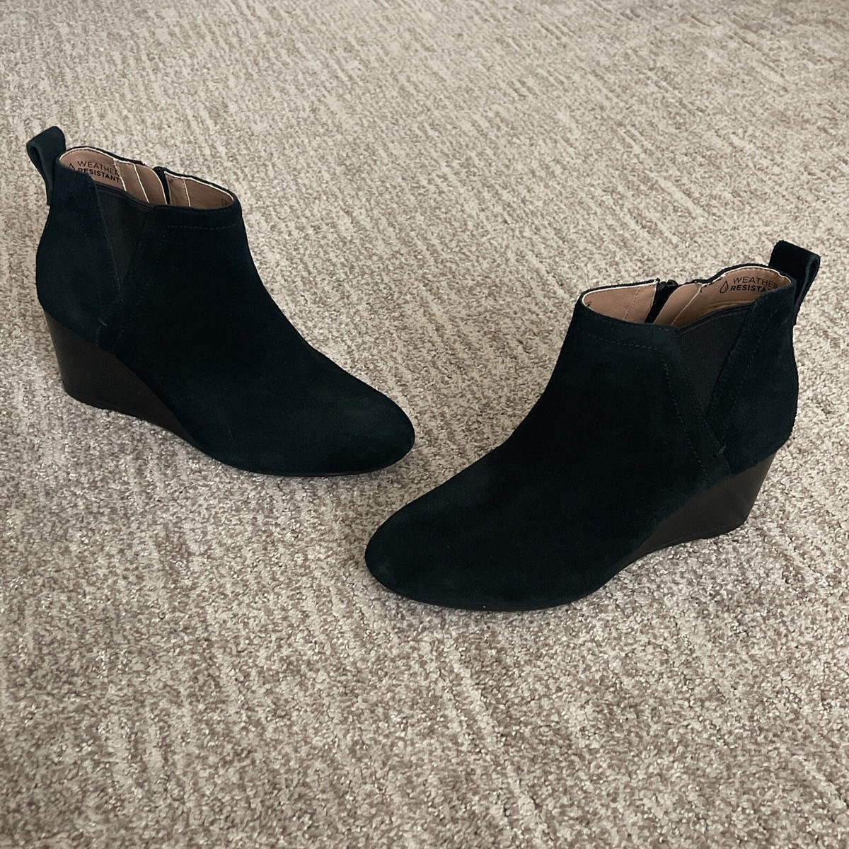 Vionic Womens Parkwood Paloma Wedge Suede Bootie Black Sz 6 