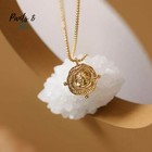 Womens 18k Gold Plated Irregular Gold Round Brass Pendant Necklace Gift