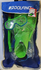 Dolfino Youth 4 Piece Neon Green Snorkel Set Backpack, Mask, Fins,  Snorkel