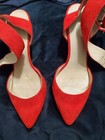 Zara Basic Red Velvet 3" Pumps with Ankle Strap In PRISTINE Condition Size 37 — photo 1