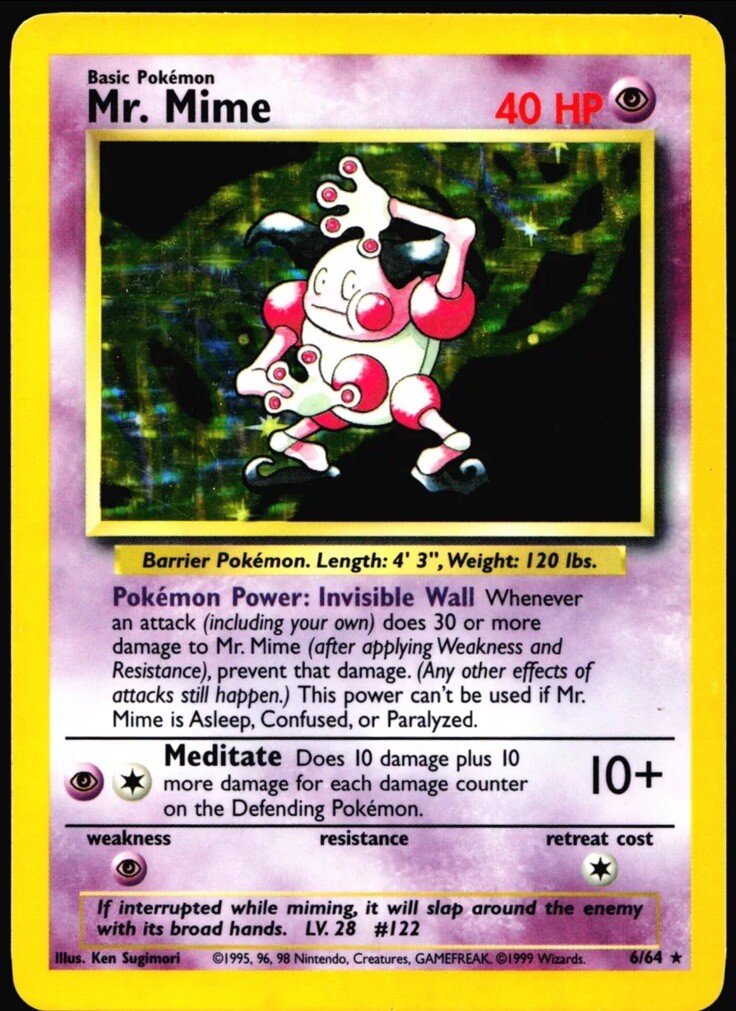 ERROR No Set Symbol Mr. Mime (6) Jungle #06/64 Holo Rare Pokemon