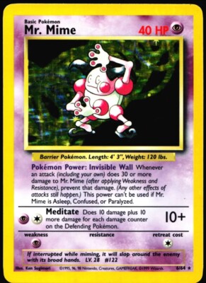ERROR No Set Symbol Mr. Mime (6) Jungle #06/64 Holo Rare Pokemon