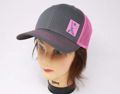 Richardson 112 ADJ Snap Back Truckers Hat Pink And Grey Ladies Logo