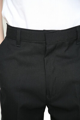 Boys Black Trousers Kids Zip & Clip with Half Elastic Waist