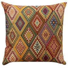 Traditional Vintage Kilim Cushion 23x23" Square Turkish Style Geometric Tapestry