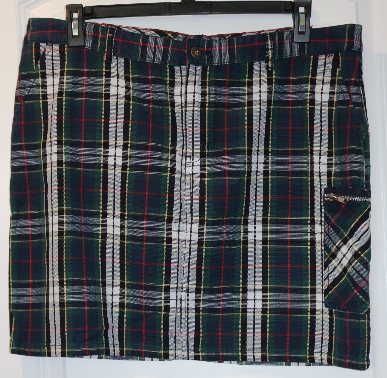 Tommy Hilfiger Size 16 Navy Plaid Button Front Skirt NWT-image
