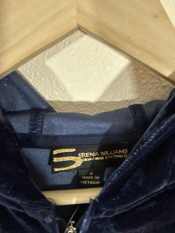 Sudadera con Capucha Serena Williams Azul Medianoche Cremallera Completa Terciopelo - Talla Pequeña Nueva con Etiquetas Foto 4 de 4