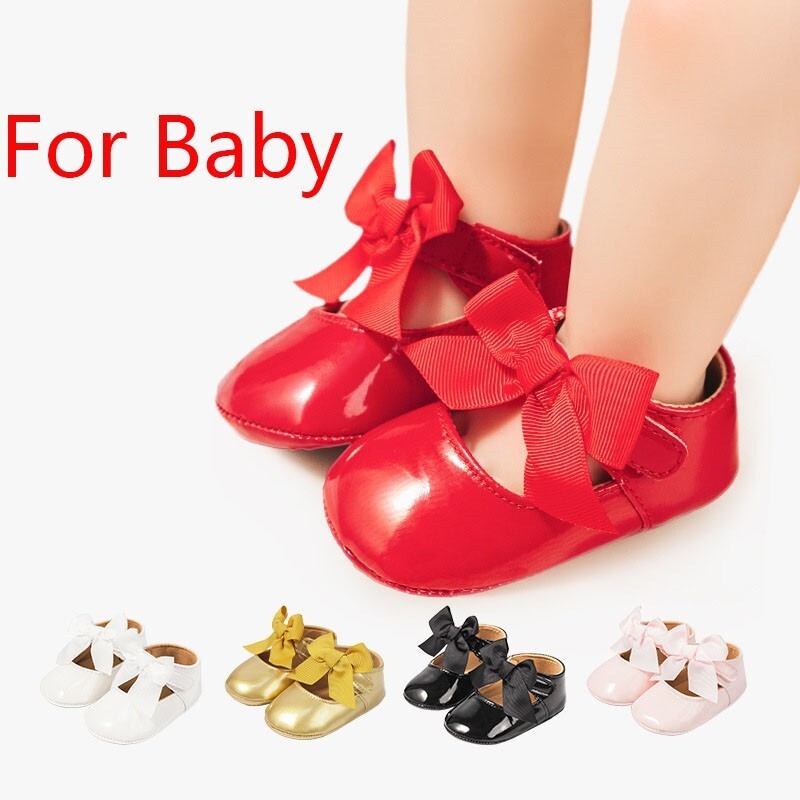 PANTOFOLA D’ORO Scarpe Principesse Bambino Suole Morbide Antiscivolo Bambini Fiocco Prewalkers Battesimo