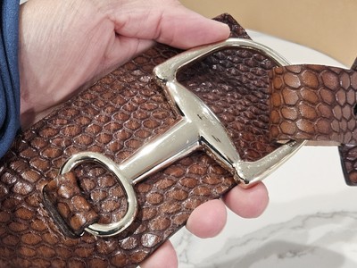 Brave 1992 Brown Snake Skin Pattern Leather Horsebit 3 display picture 2