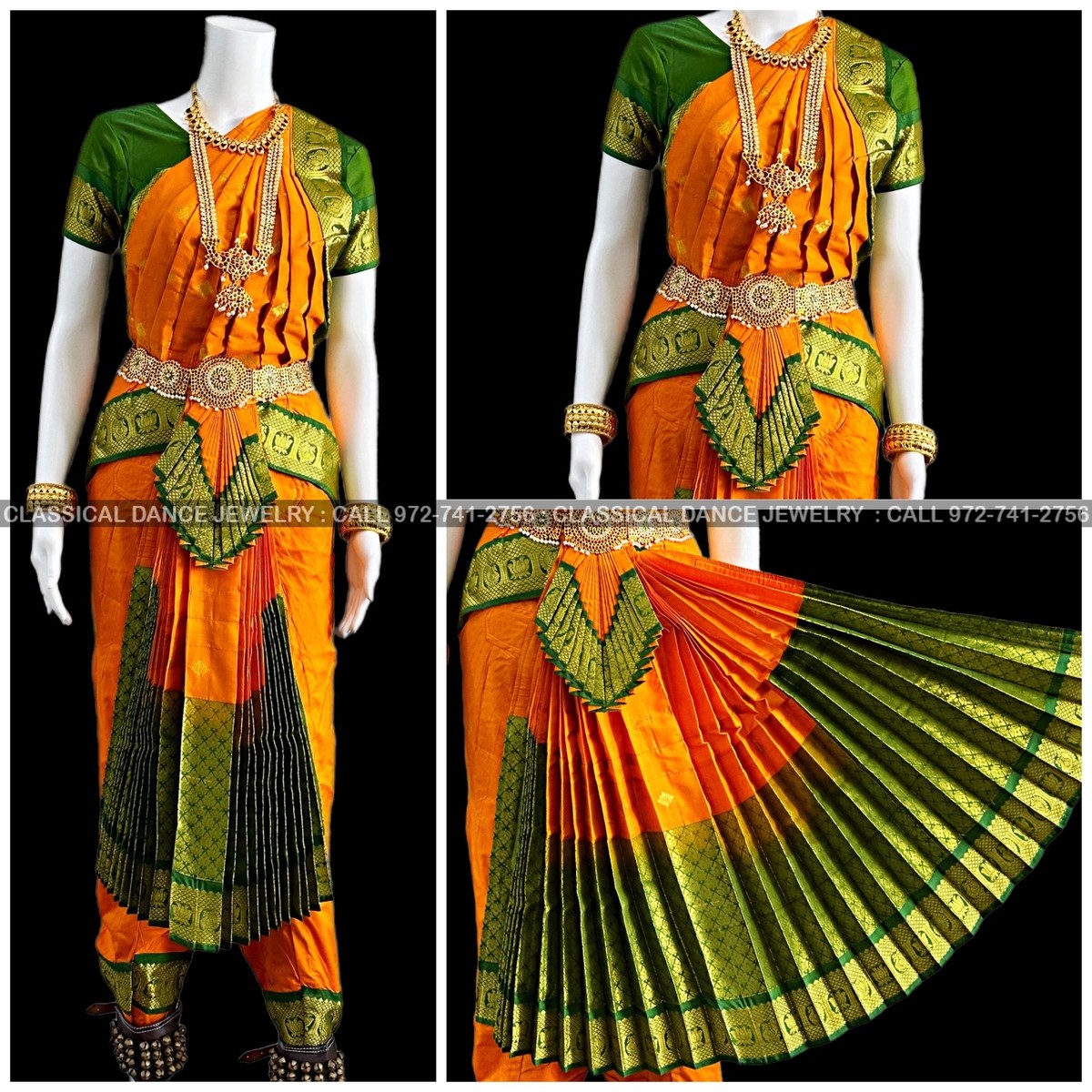 MUSTARD YELLOW GREEN 38 Inch Pant Length Bharatanatyam Dance