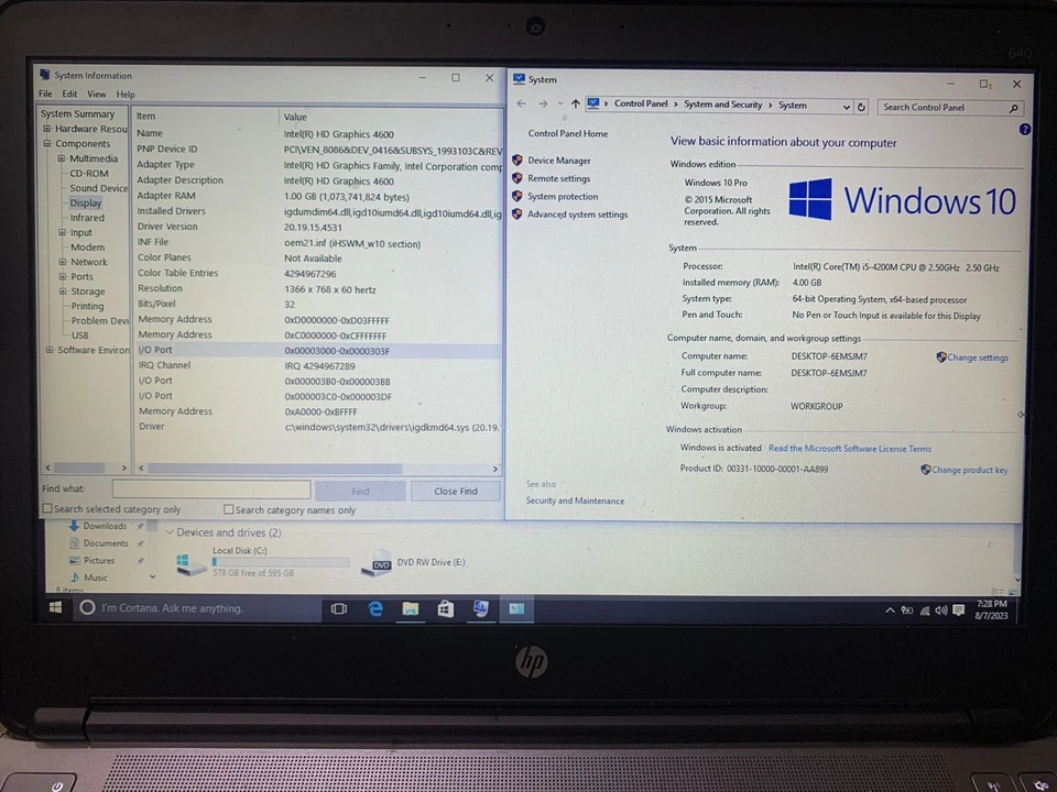 HP ProBook 640 G1| Intel Core i5-4200M| 2.5GHz| 4GB RAM| 640GB HDD| Win10Pro|14" - Image 3 of 4
