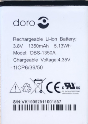 Doro OEM 1350mAh DBS-1350A Replacement Battery for Doro 7050 Consumer Cellular