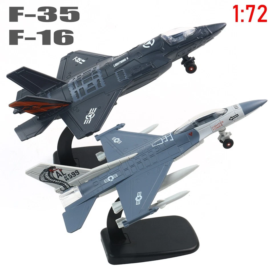 Juego de aviones de combate F-35&F-16 modelo de avión fundido a presión escala 1:72 con luz y sonido Foto 2 de 4