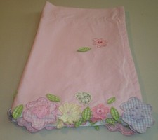 Pottery Barn Kids PBK Valance Applique Gingham Garden Flowers Pink Cotton