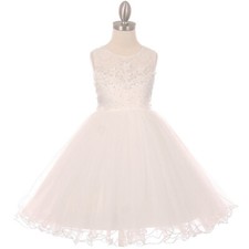 IVORY Size 8 Flower Girl Dress Bridesmaid Recital Birthday Wedding Formal Party