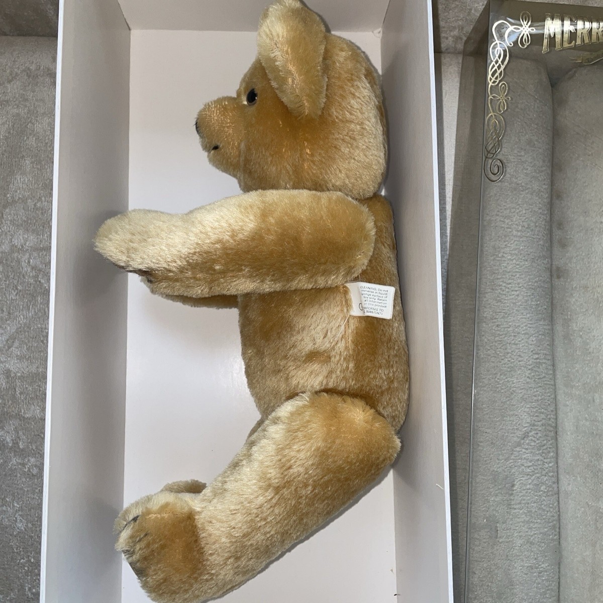 Ours En Peluche Articulé Harrods Merrythought - Beige, Nœud Rouge, 26 Cm, Vintage