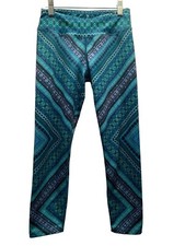 prAna Women Legging Sz S Roxanne Blue Green Geometric Athleisure Yoga Boho Capri