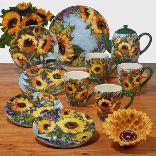 Certified International Sunflower Bouquet Platter
