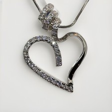 Collana In Maglia Semi rigida E Ciondolo Charm Cuore Argento Diamanti