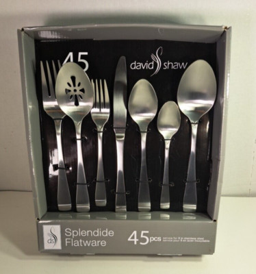 David Shaw Splendide 45 Pc Flatware Set New in Box - Service for 8 + 5 Serveware