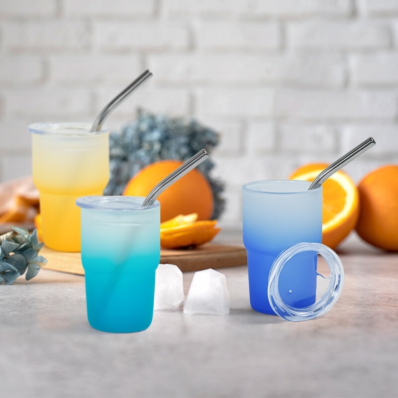 USA Warehouse 60pcs 3oz subliamtion gradient mixed color shot glass with straw