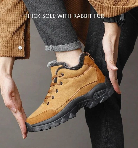 Herren Fell Gefüttert Winter Schnee Stiefel Outdoor Wasserdicht Arbeitsschuhe Wandern Walking - Bild 10 von 27