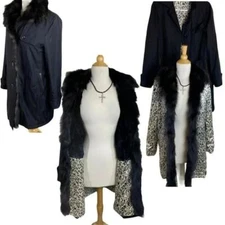 Future Tribe S black trench removable animal print fur liner