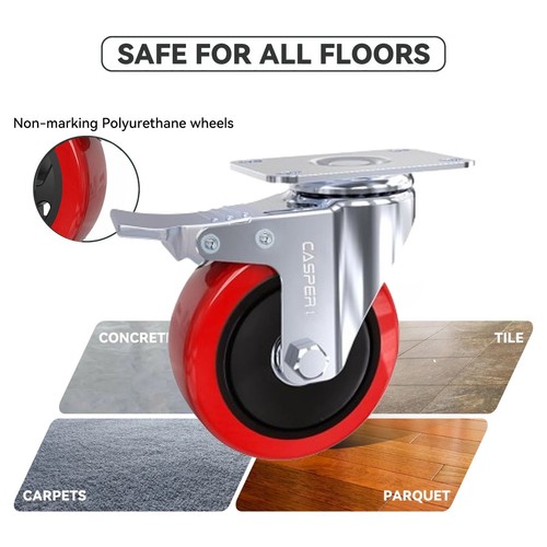 4 X Heavy Duty Double Bearing Braked 100mm Swivel Castor Wheel Trolley 700 Kg - Picture 3 of 7