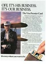 1989 Visa Gates Learjet Planes Business Double Page Vintage Print Advertisement