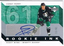 2005-06 UPPER DECK ROOKIE INK COREY PERRY AUTO 12/61 ANAHEIM MIGHTY DUCKS #RI-CP