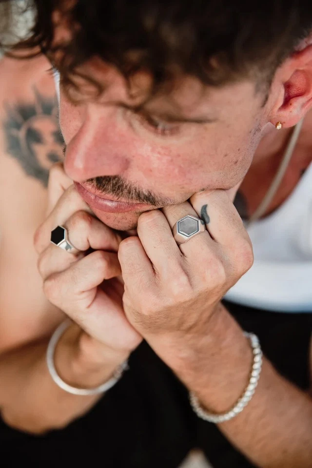 Silver Onyx Ring For Mens Black Onyx Signet Ring 925 Sterling Silver Mens Ring - Image 3 of 4