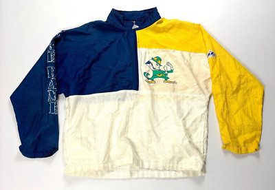 Vintage Notre Dame Mens Apex One Sz L 1/2 Zip Fighting Irish Windbreaker Jacket