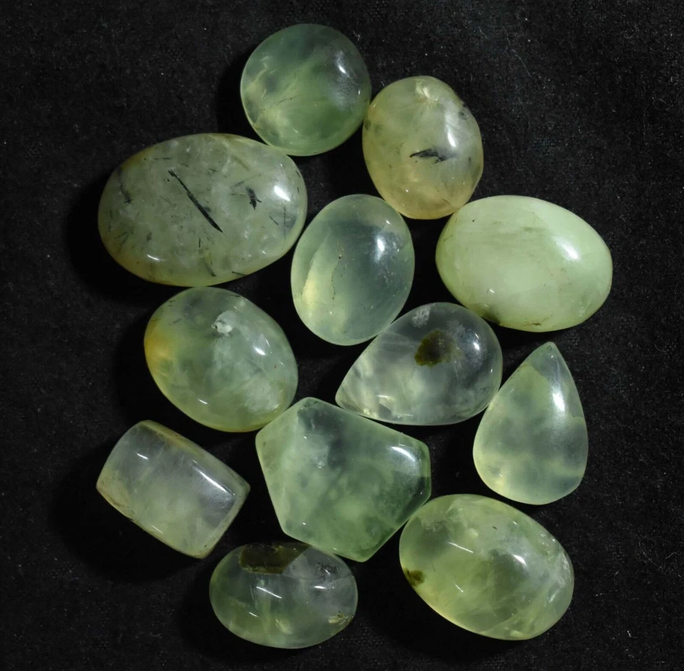 Loose Gem Stone 148.20 Ct 100% Natural African Green Prehnite 12 Pcs Cabochon - Image 2 of 4