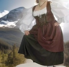 Pirate Medieval SCA Leatherette Tri-Lace Bodice Custom Complete Garb Set 8-28W